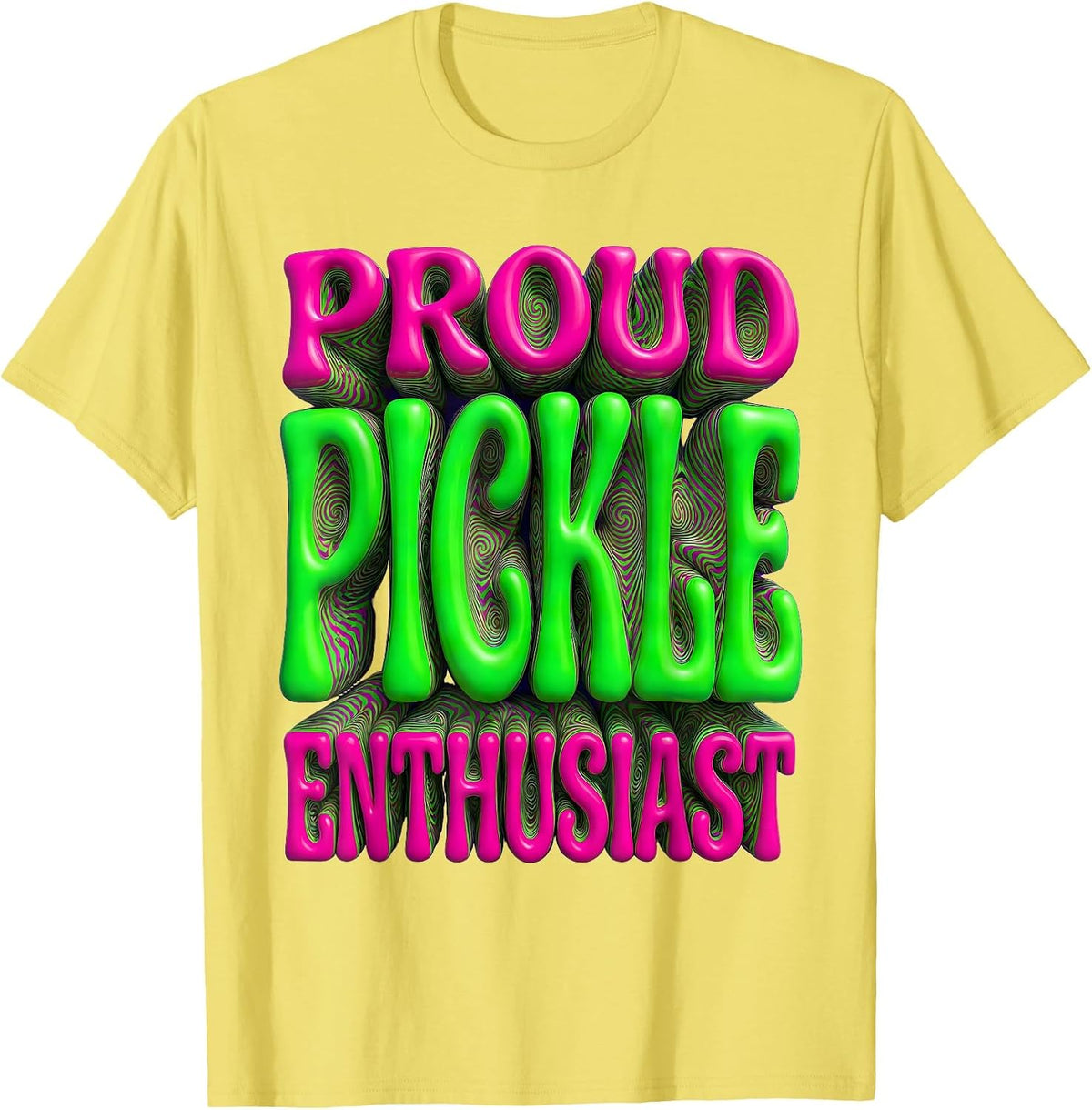 Men's Proud Pickle Enthusiast Funny Pickle Design T-Shirt - Lemon Yellow
