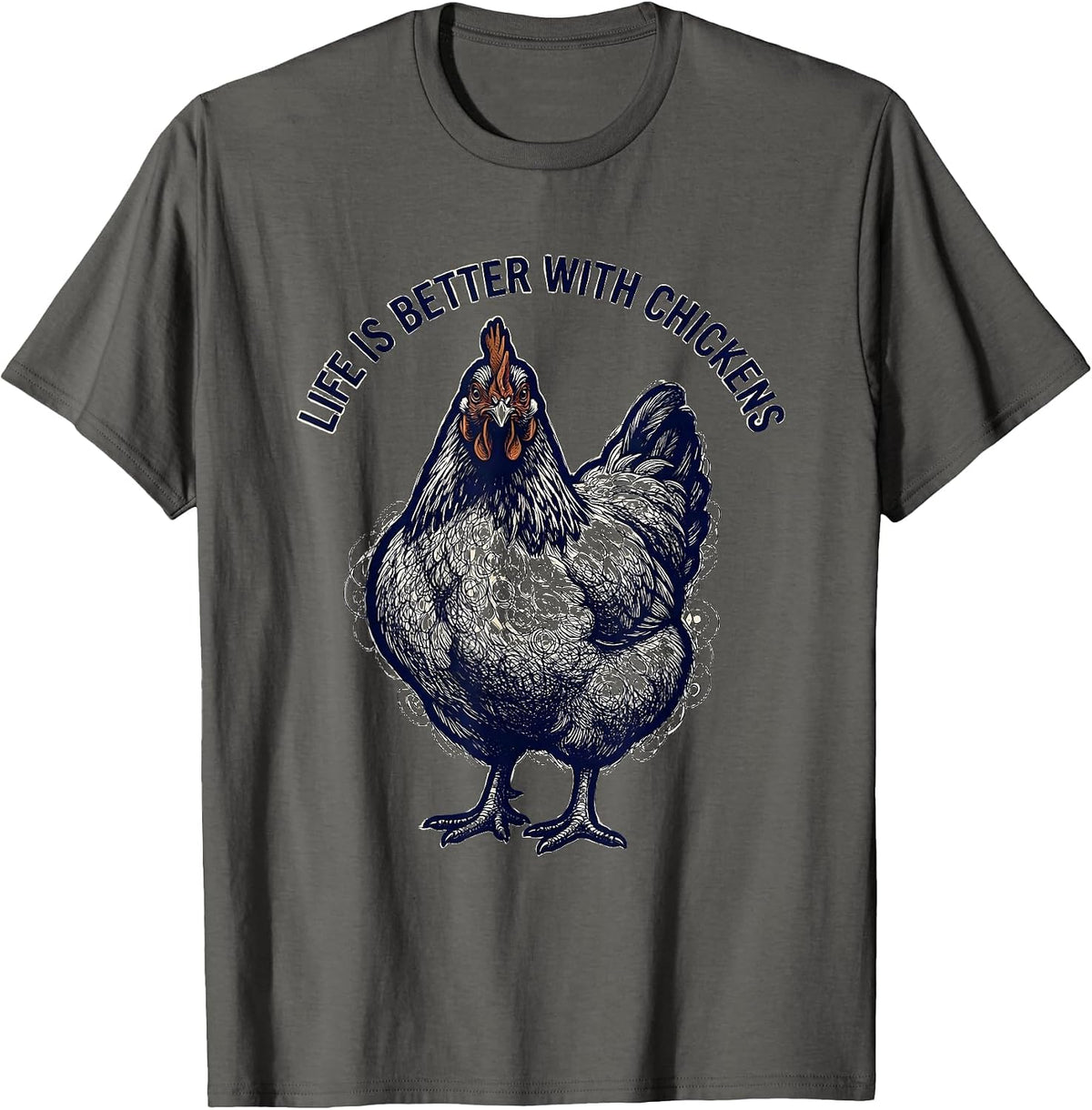 Men's Life Is Better With Chickens Funny Poultry Design T-Shirt - Asphalt Grey