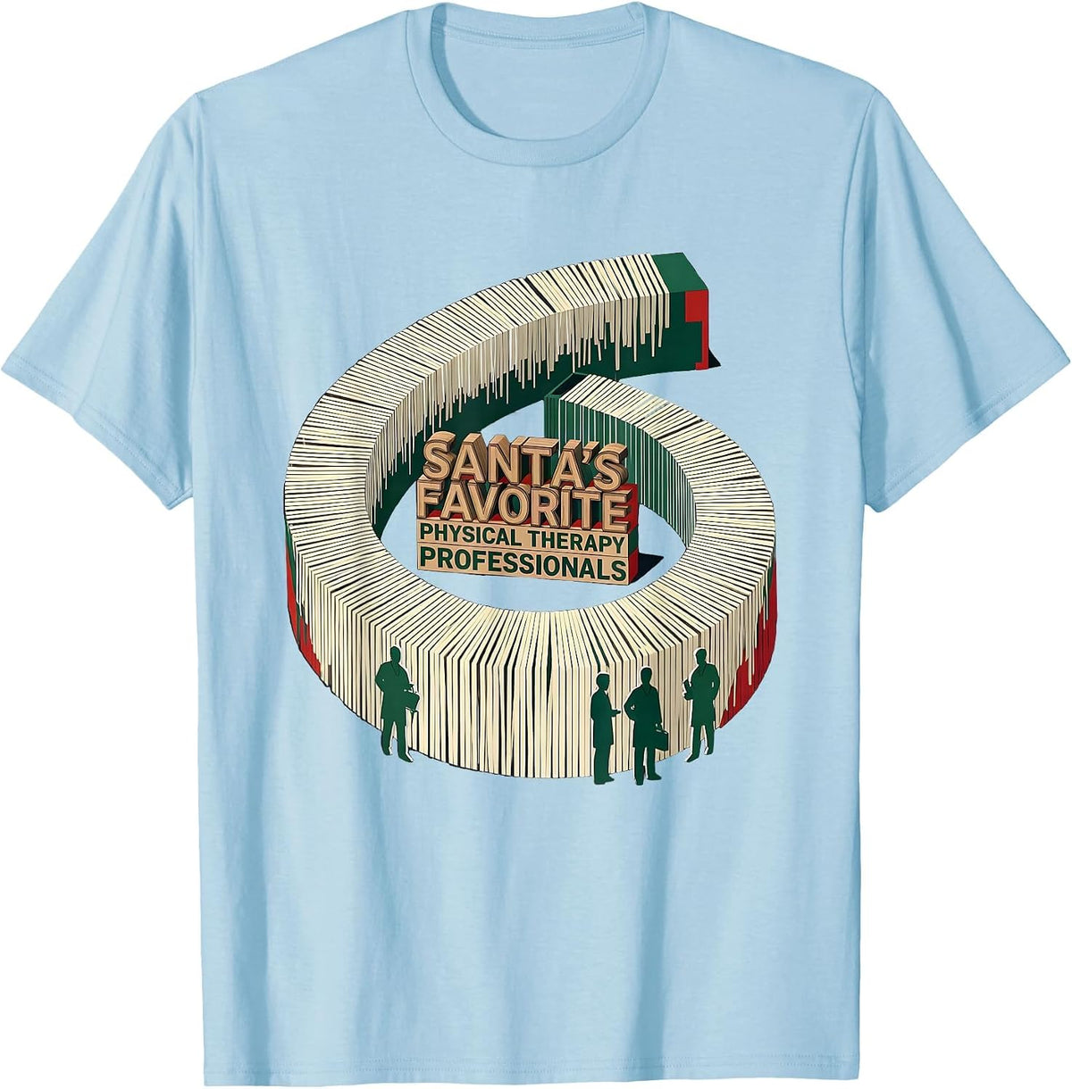 Men's Santa's Favorite Physical Therapy Professionals PT T-Shirt - Baby Blue
