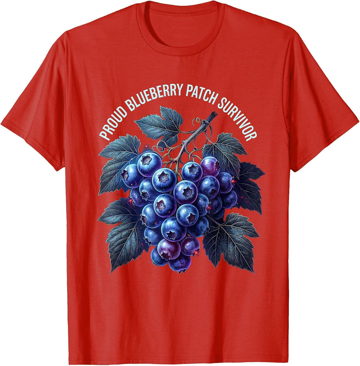 Men's Proud Blueberry Patch Survivor Funny Berry Design T-Shirt - Red