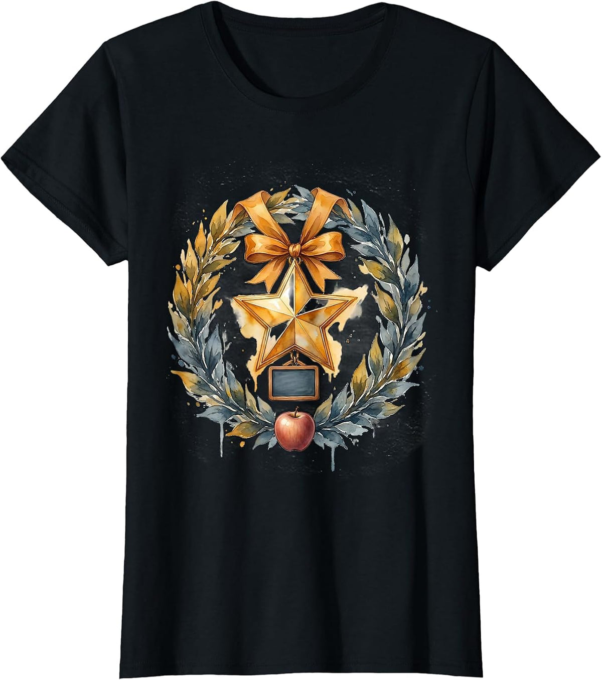 Women's Special Education Teacher Star Medal Chalkboard Gift T-Shirt - Black