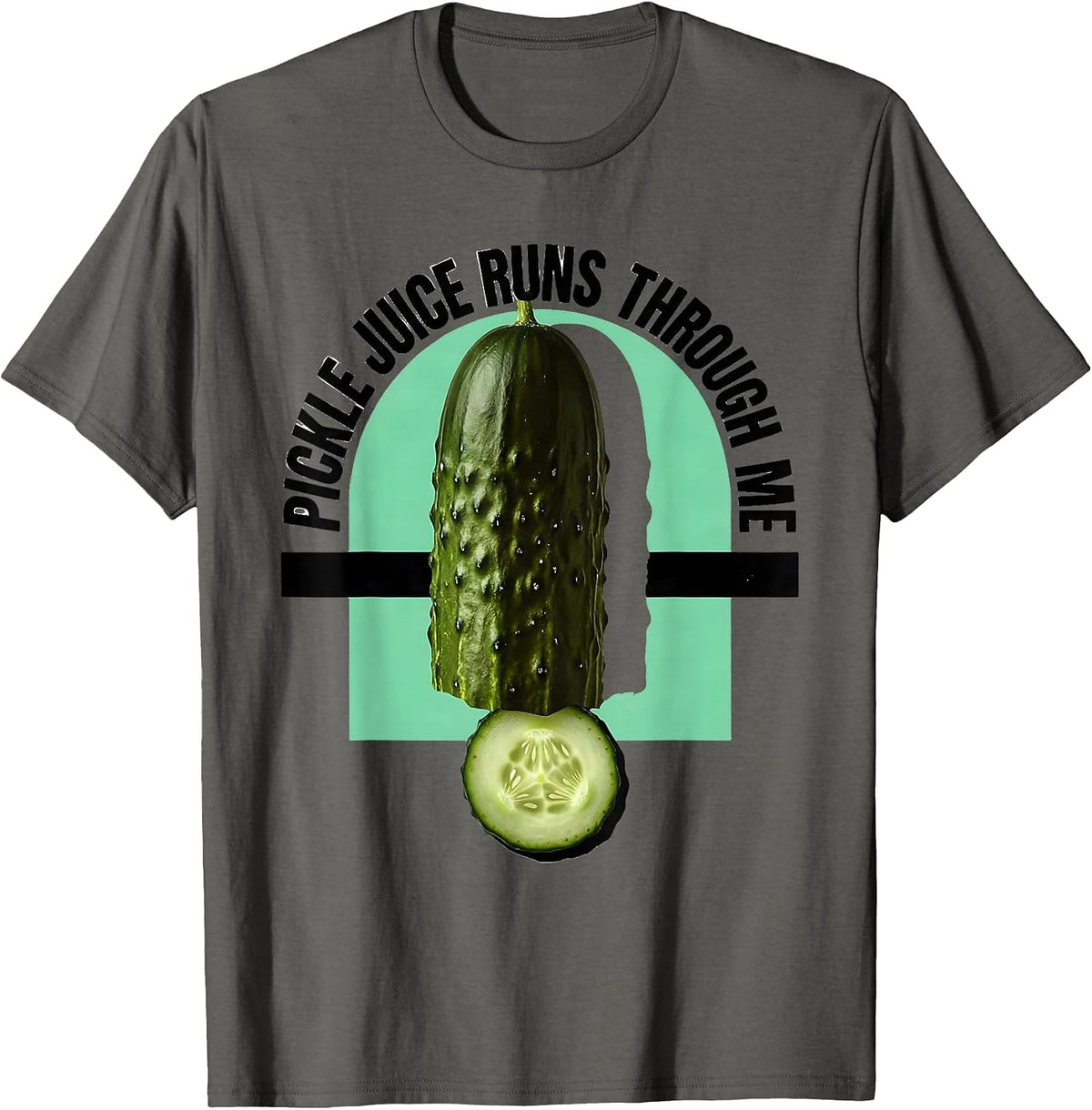 Men's Pickle Juice Runs Through Me Funny Pickle Design T-Shirt - Asphalt Grey