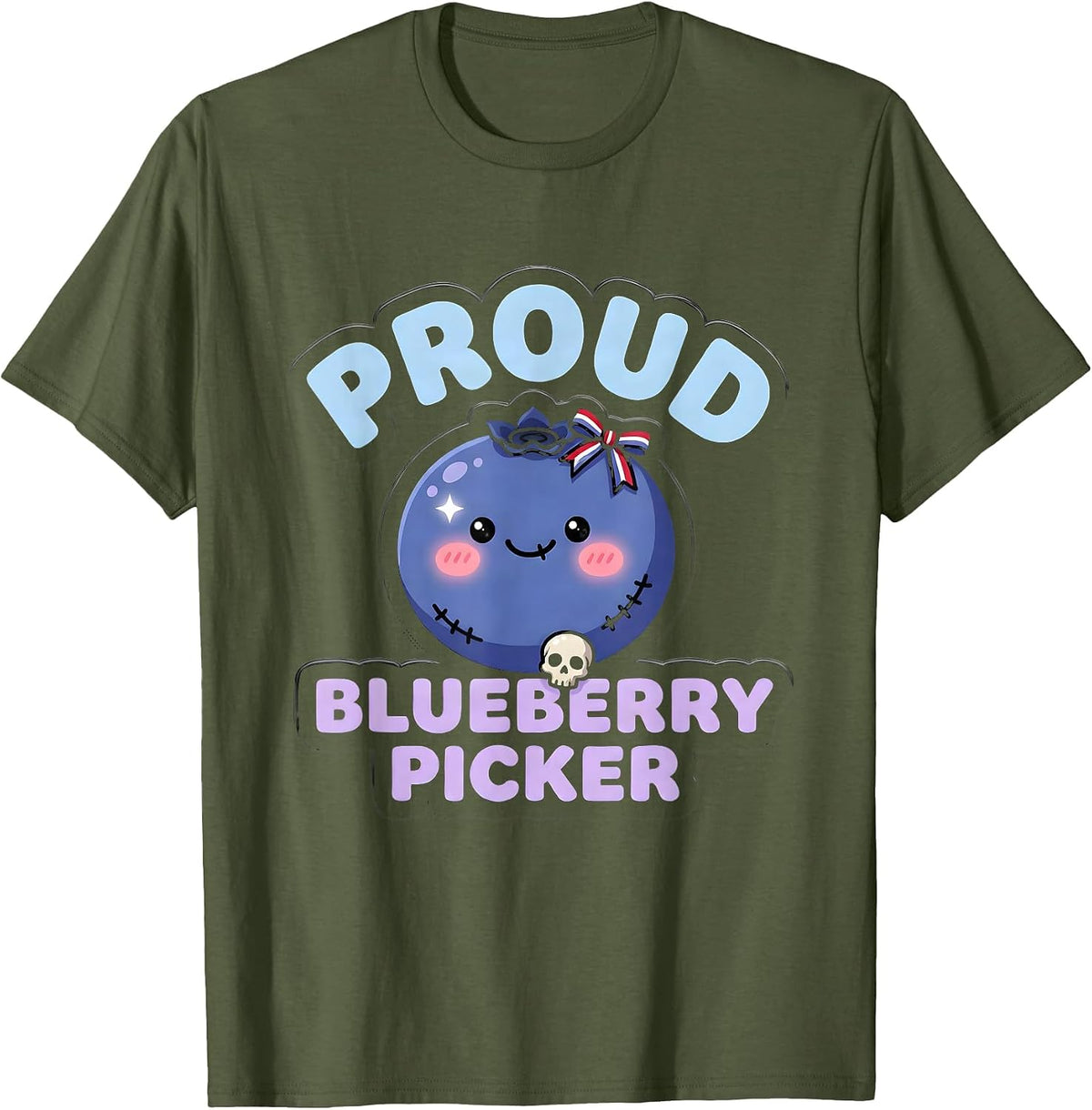 Men's Proud Blueberry Picker Red White and Blueberries T-Shirt - Olive Green
