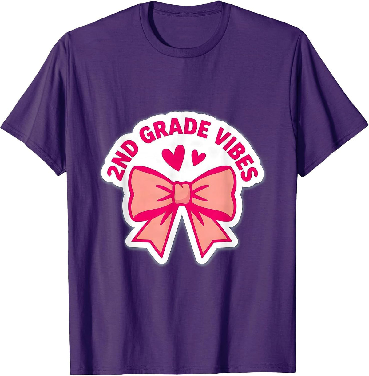 2nd Grade Vibes Coquette Bow Back to School Second Grade T-Shirt - Purple