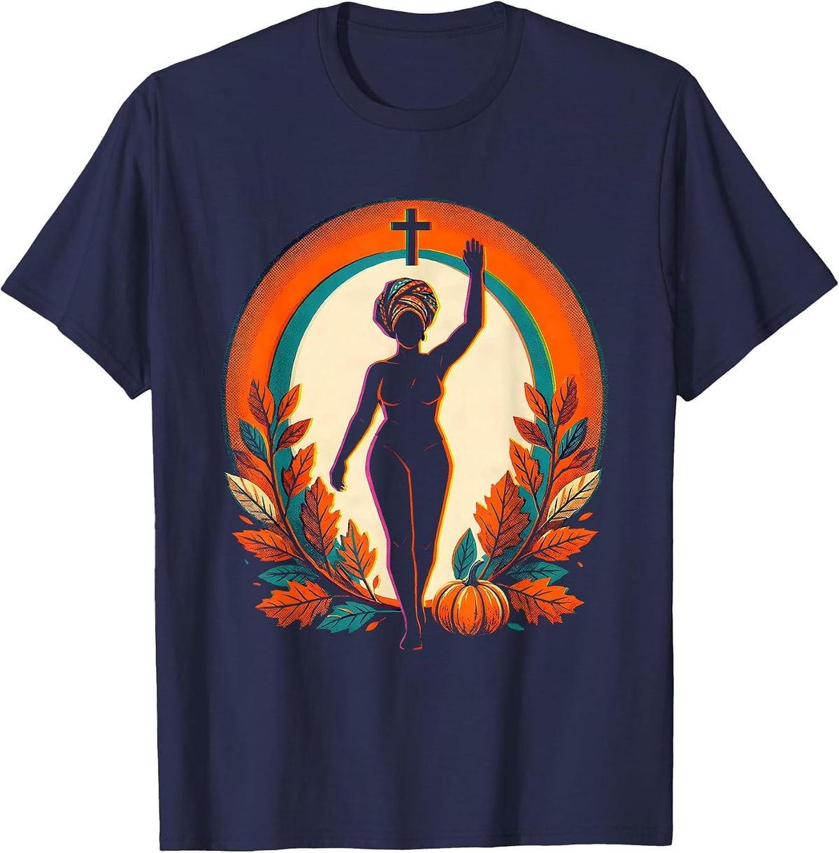 Men's Confident Black Woman Risograph Birthday Month Pride T-Shirt - Navy Blue