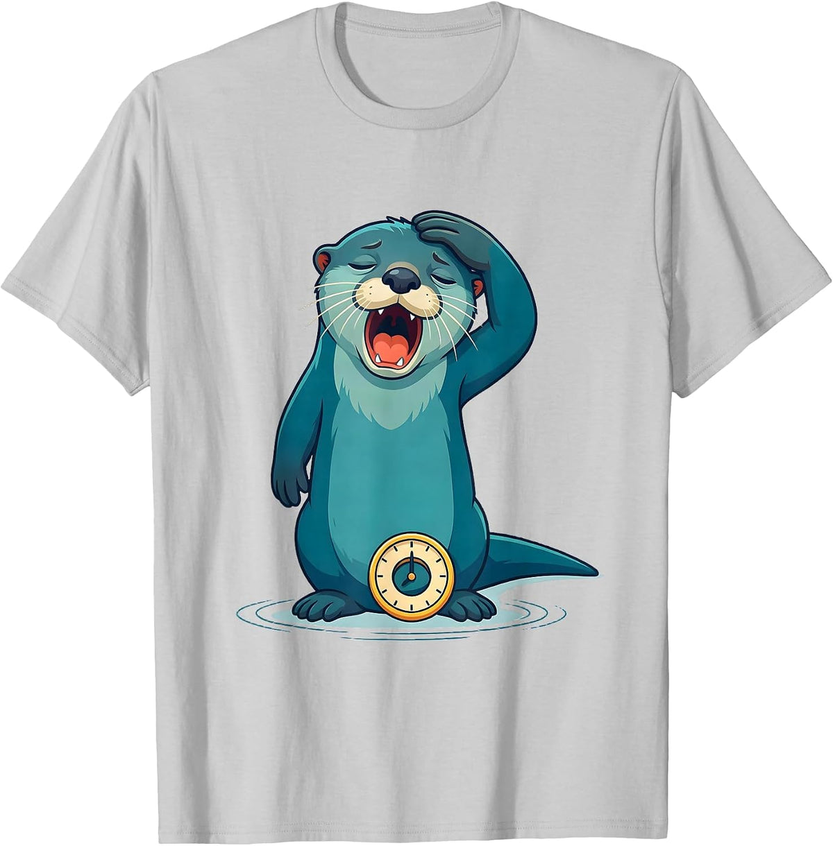 Men's Otter Yawning Funny Sea Animal Lover Gift T-Shirt - Silver Grey