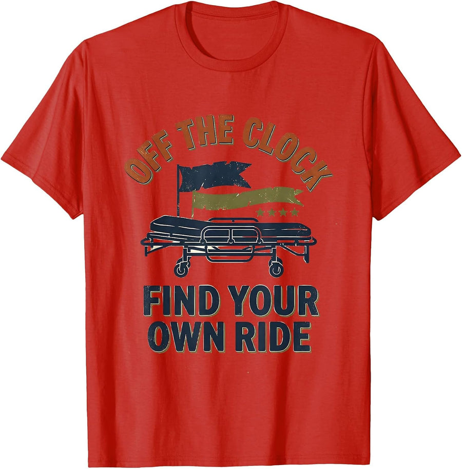 Men's Off The Clock Find Your Own Ride Vintage First Responder T-Shirt - Red