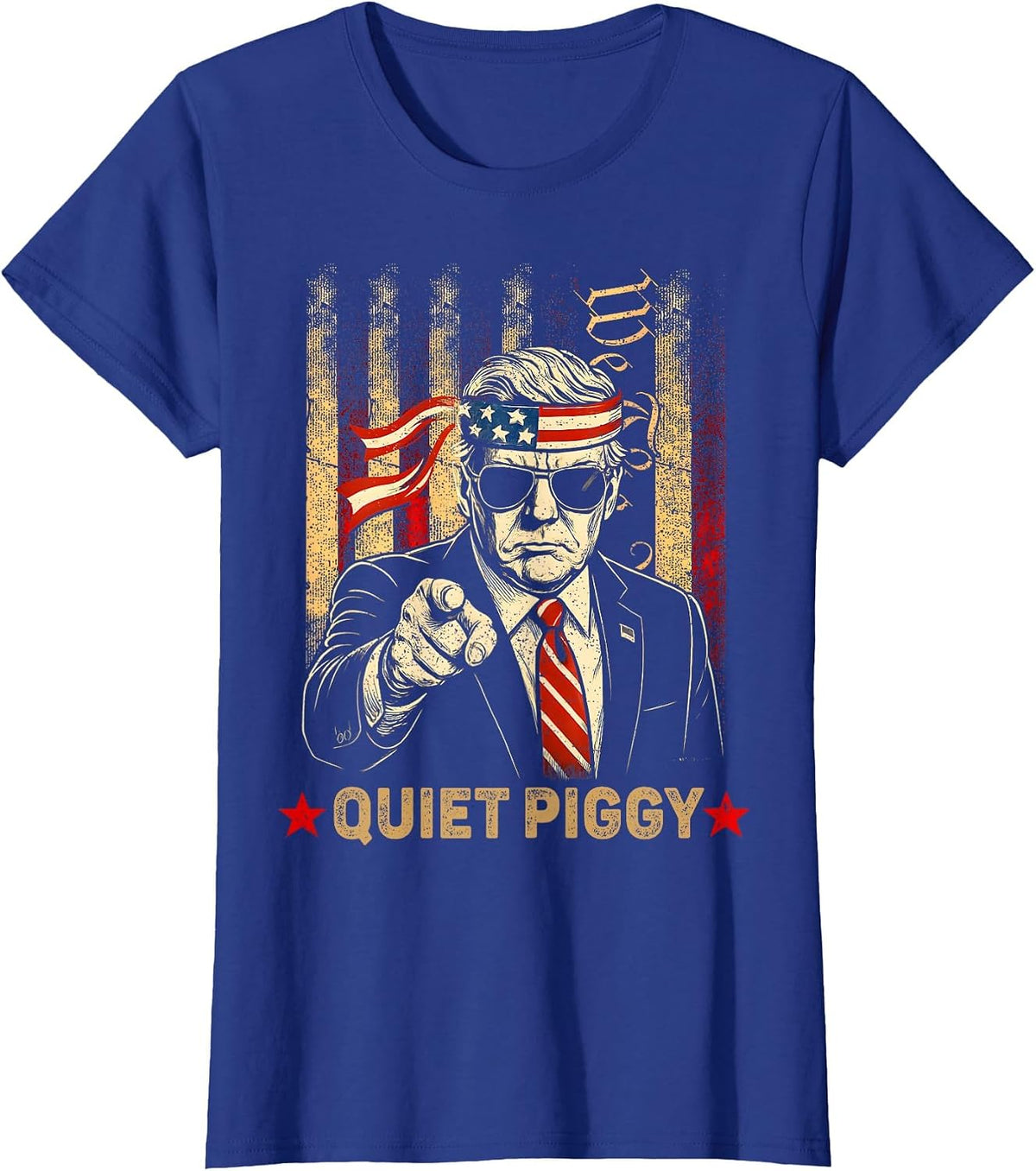 Funny Quiet Piggy T-Shirt - Royal Blue