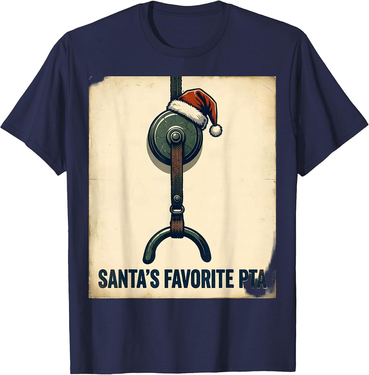 Santa's Favorite PTA Vintage Physical Therapist Christmas T-Shirt - Navy Blue