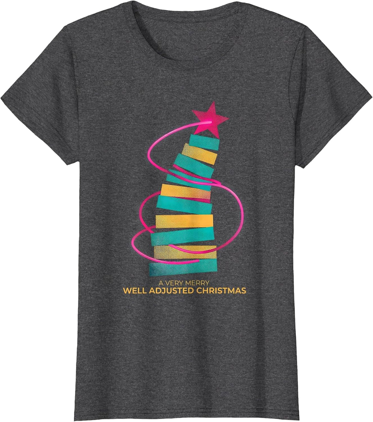 Women's A Very Merry, Well Adjusted Christmas Funny Chiropractor T-Shirt - Dark Heather Grey