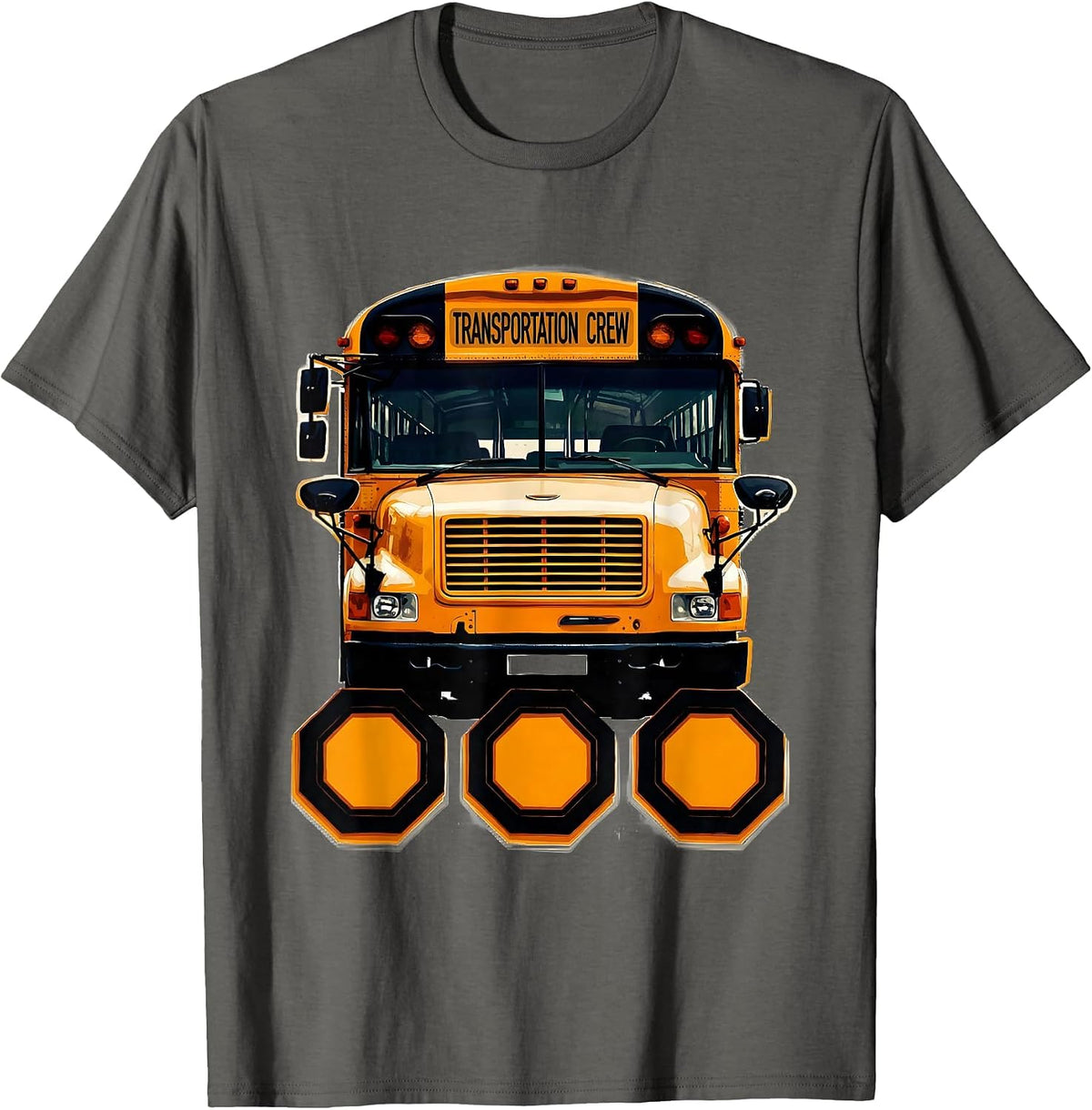 Men's Transportation Crew Screenprint School Bus Driver T-Shirt - Asphalt Grey