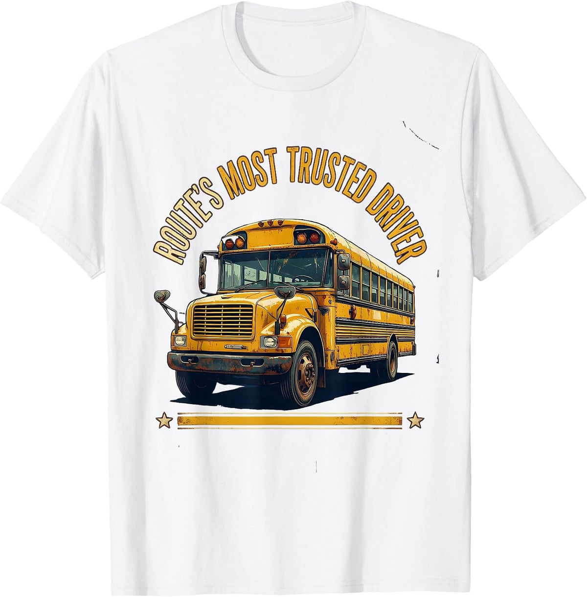 Men's Route's Most Trusted Driver Vintage School Bus Driver Humor T-Shirt - White