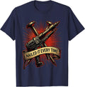 Nailed It Labor Day Nail Gun Bold Graphic T-Shirt - Navy Blue