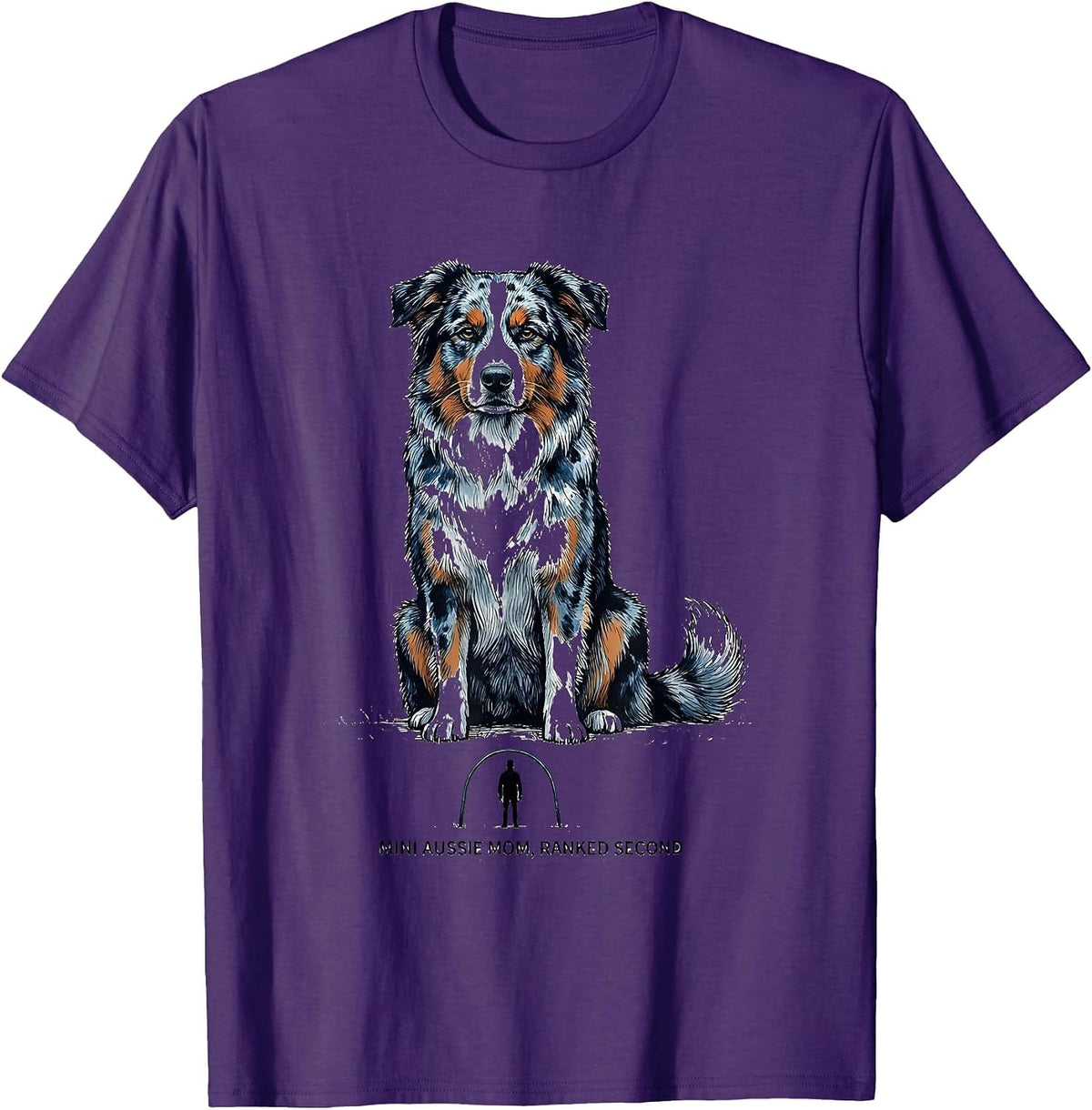 Mini Aussie Mom Ranked Second Funny Mini Australian Shepherd T-Shirt - Purple
