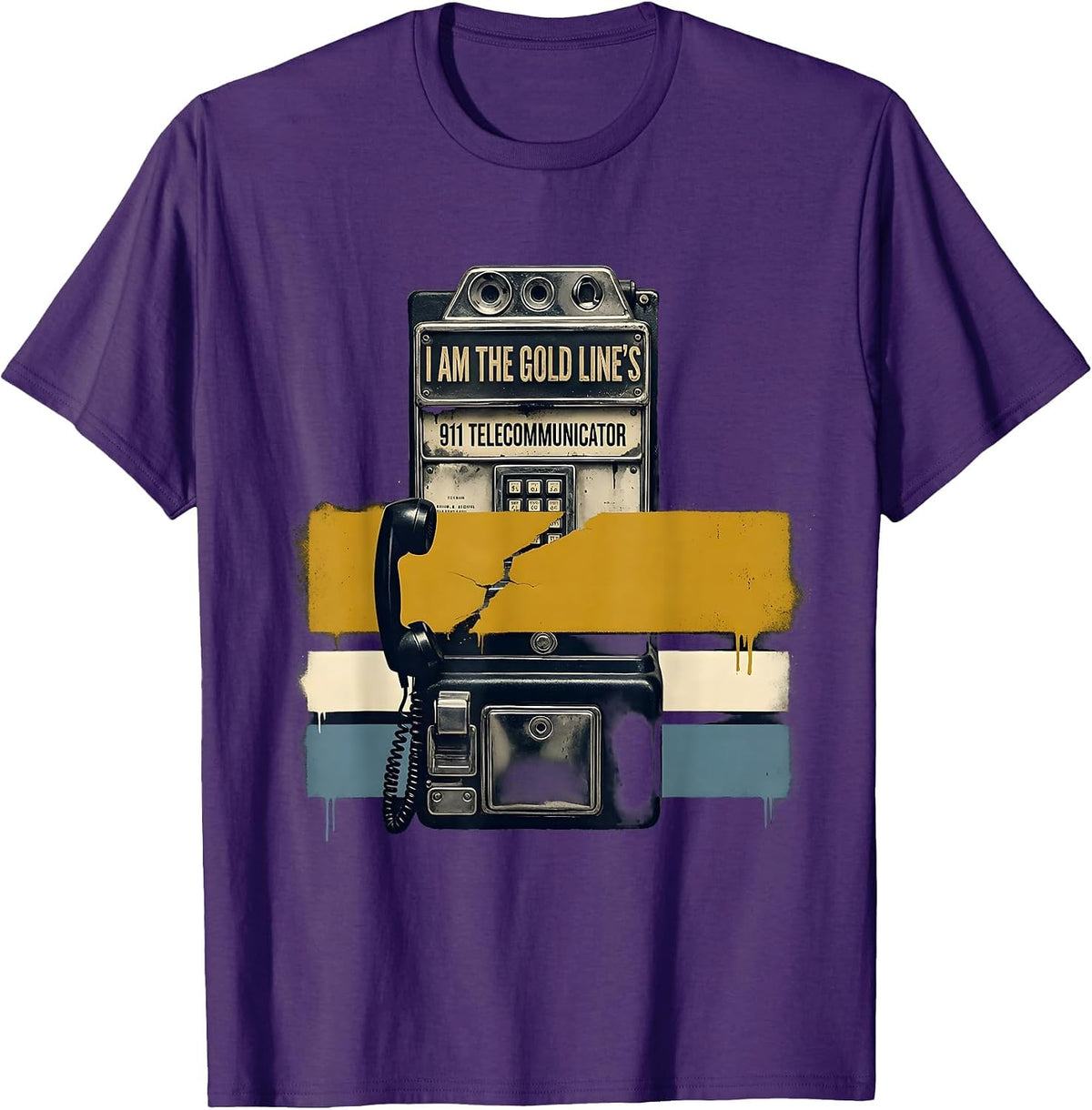 Men's I Am The Gold Line's 911 Telecommunicator Vintage T-Shirt - Purple