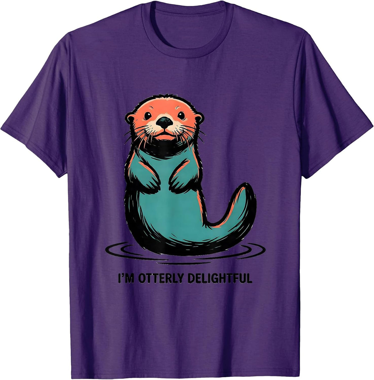 Men's I'm Otterly Delightful Funny Sea Otter Lover Pun Humor T-Shirt - Purple