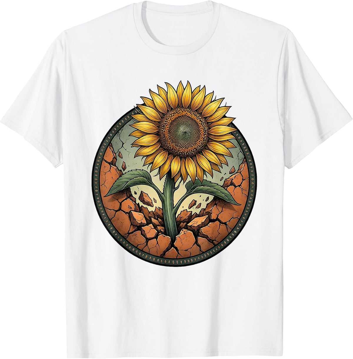 Autism Awareness Sunflower Through Cracked Concrete T-Shirt - White
