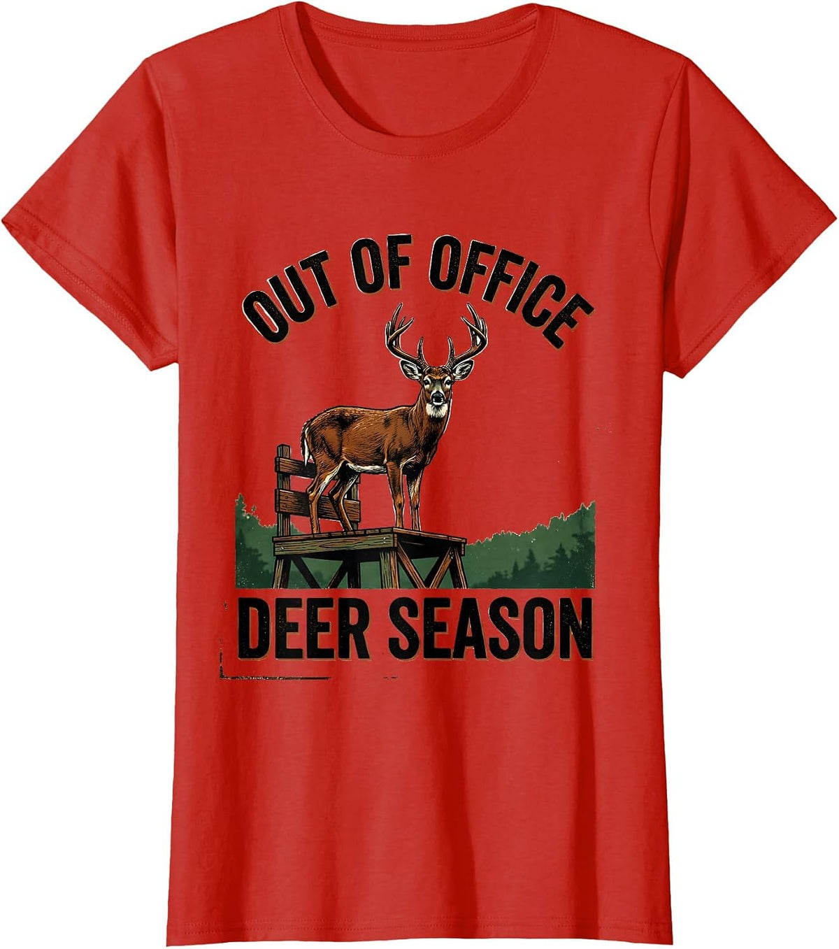 Out Of Office Deer Season Vintage Funny Hunting Dad Gift T-Shirt - Red