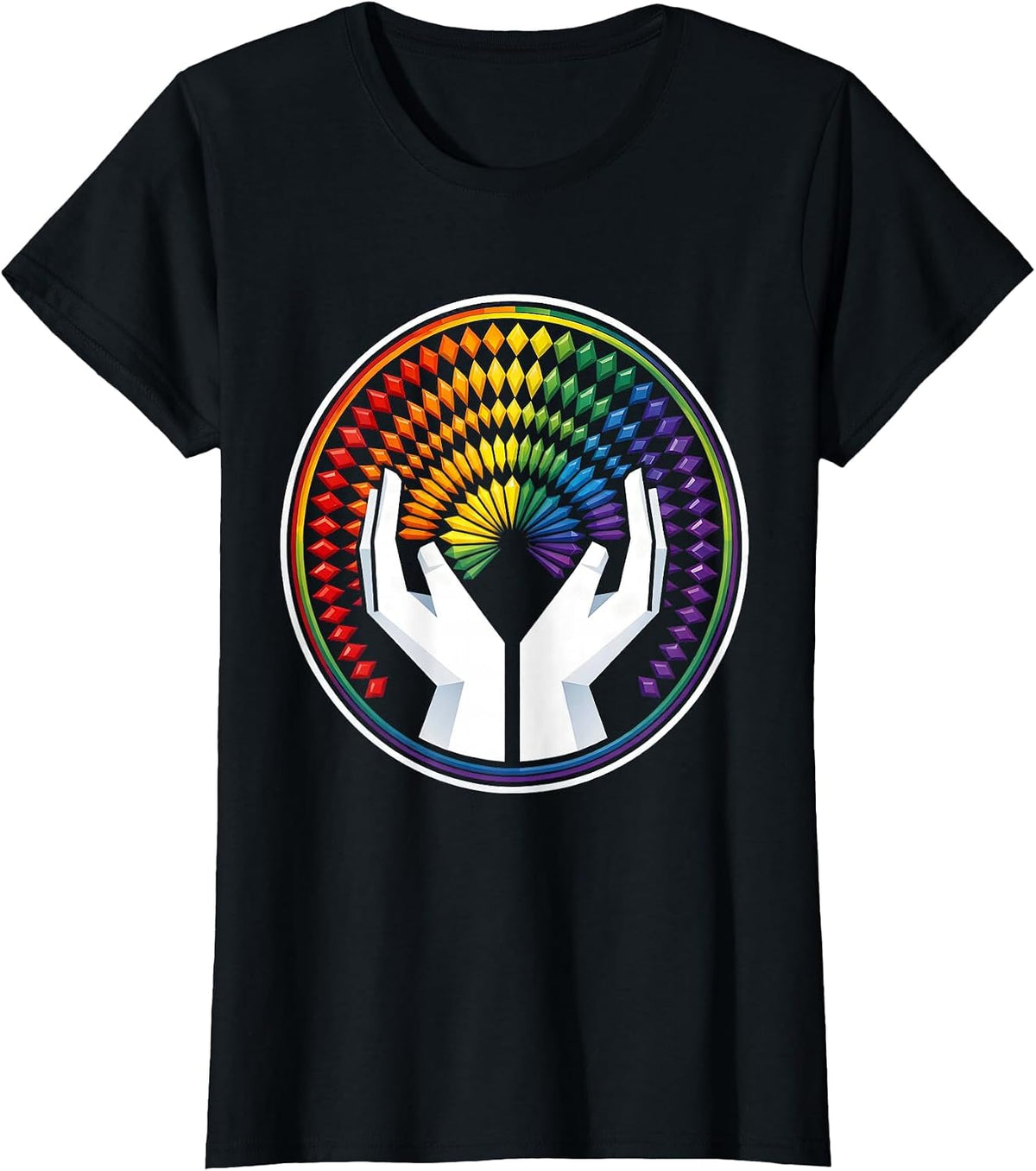 Women's Autism Awareness Rainbow Stones Arrangement Art T-Shirt - Black