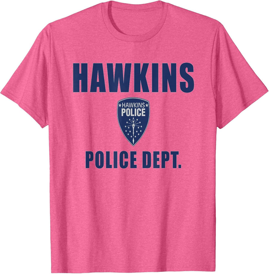 Hawkins Police Tee T-Shirt - Pink Heather