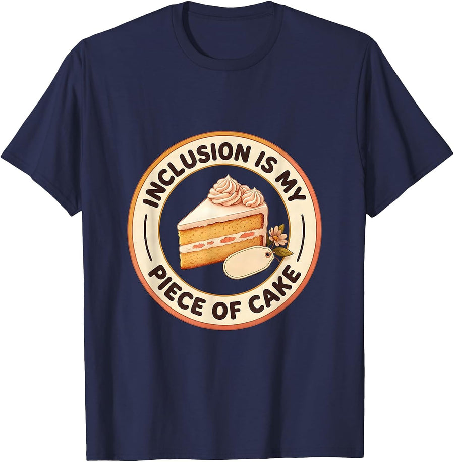Inclusion Is My Piece Of Cake Special Education Teacher T-Shirt - Navy Blue