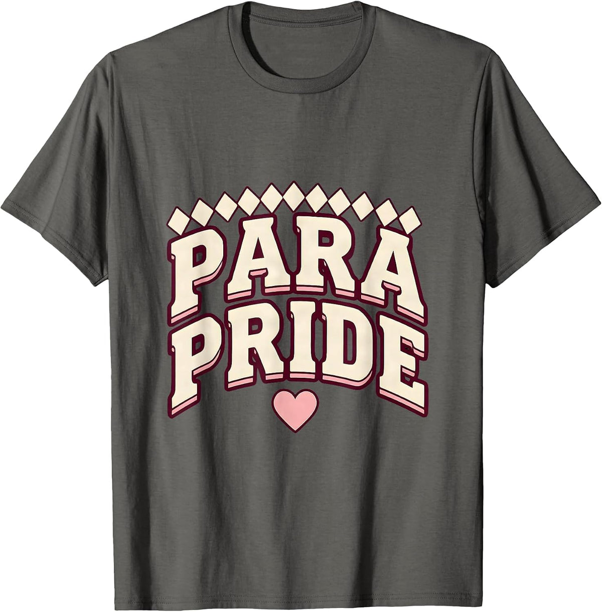 Para Pride Sparkle Varsity Paraeducator Appreciation Back T-Shirt - Asphalt Grey