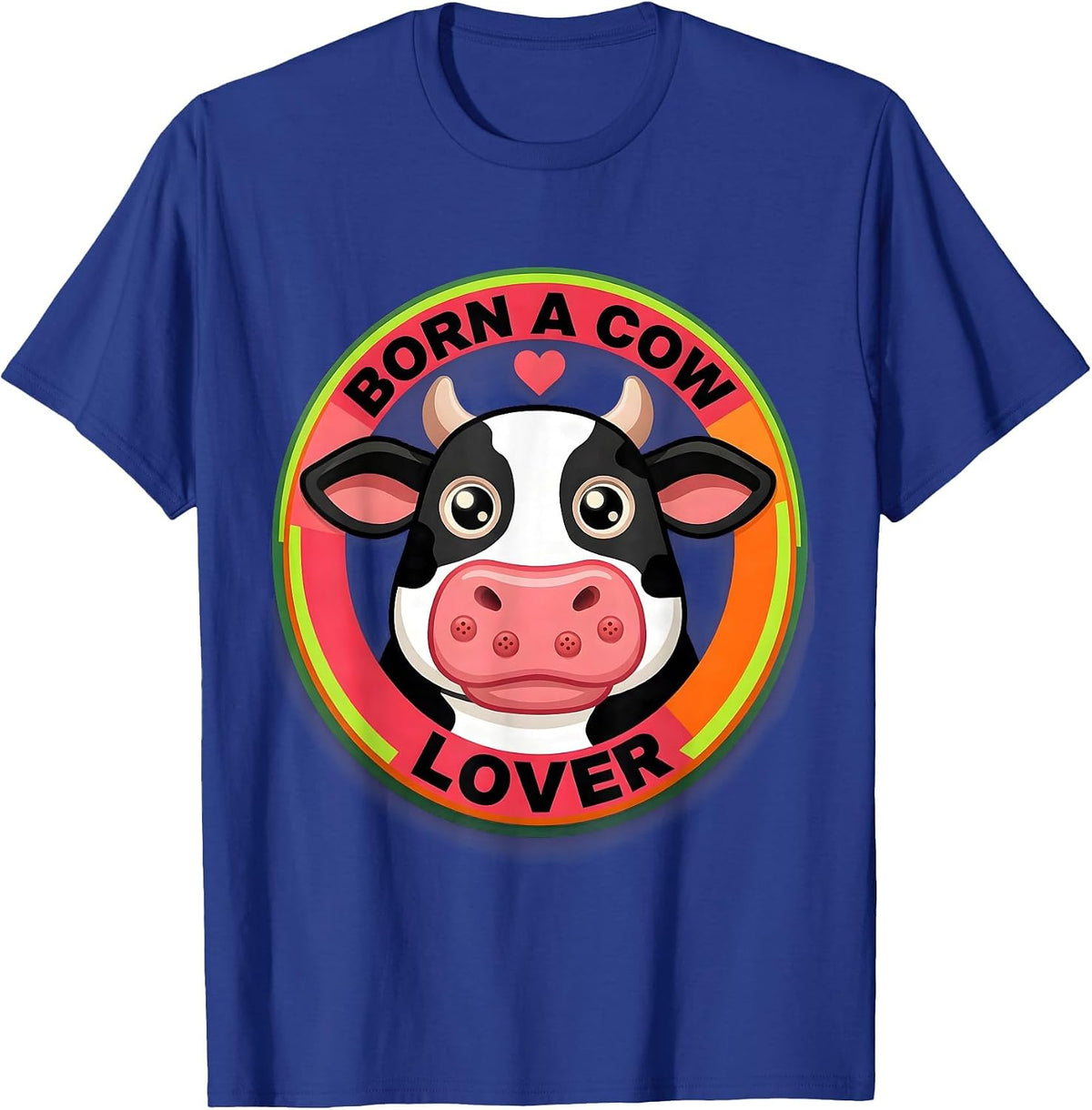 Men's Born a Cow Lover Cattle Enthusiast Design T-Shirt - Royal Blue