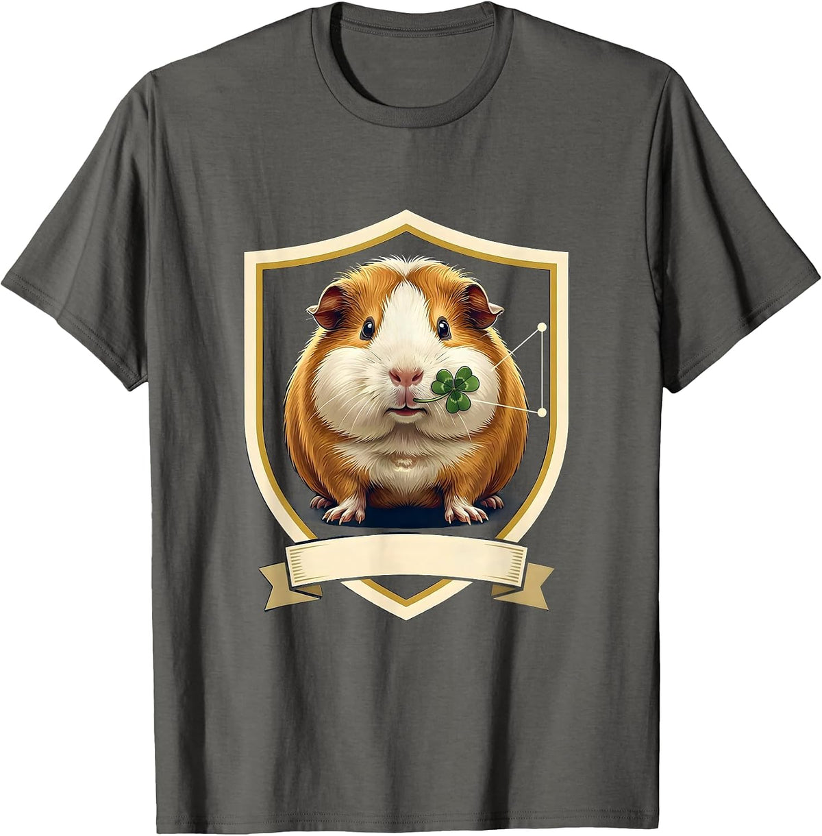 Guinea Pig Emblem Funny Cavy Lover Novelty T-Shirt - Asphalt Grey
