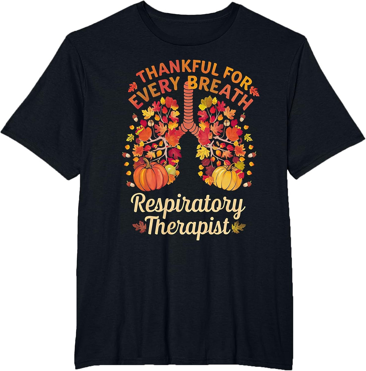 Thanksgiving Fall Lung Respiratory Therapist Turkey Teens T-Shirt - Black