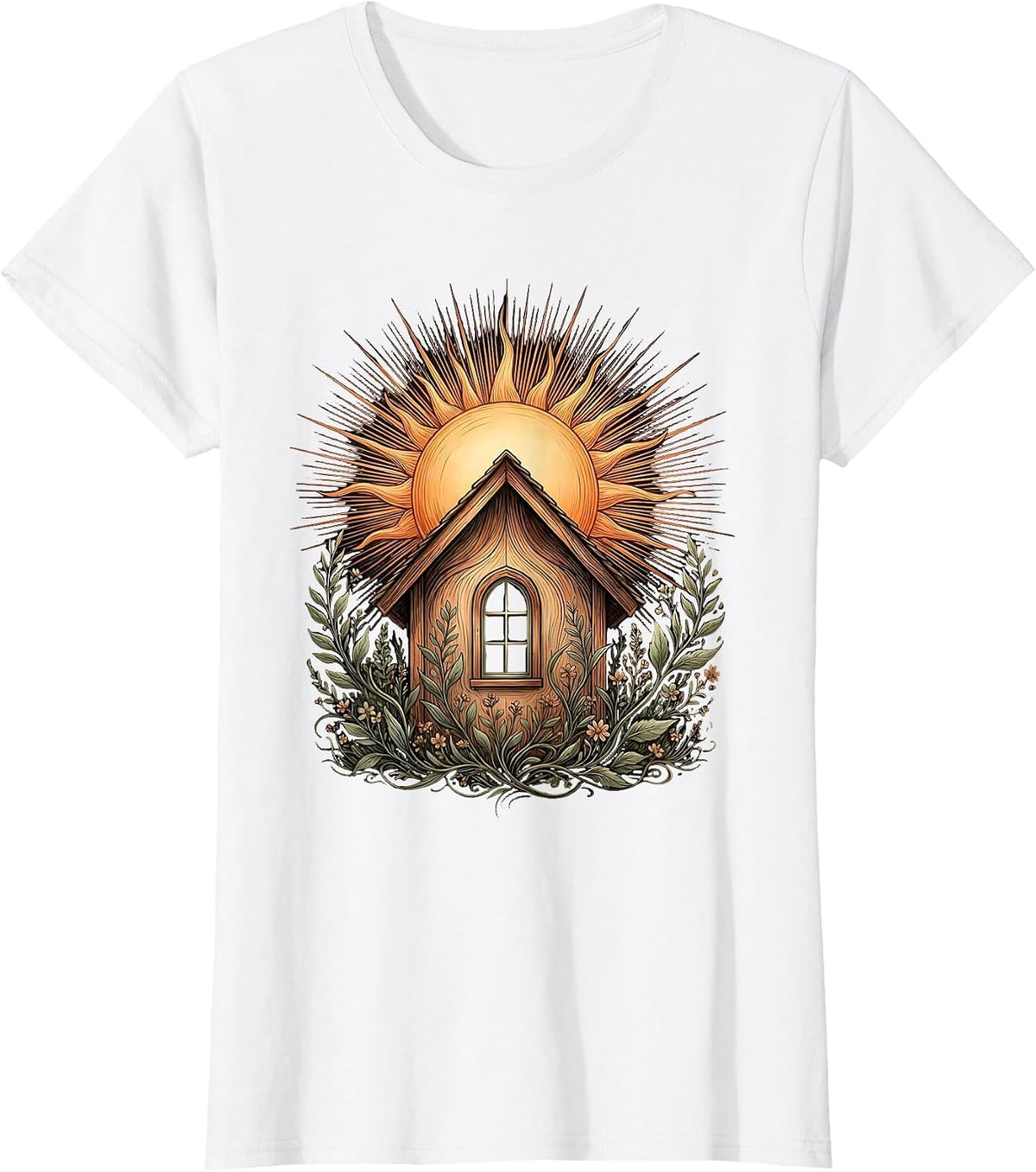 Special Education Teacher Schoolhouse Sunrise Design T-Shirt - White