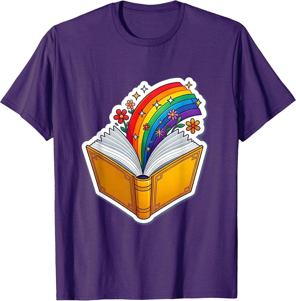 Men's Special Education Teacher Rainbow Book Graphic T-Shirt - Purple