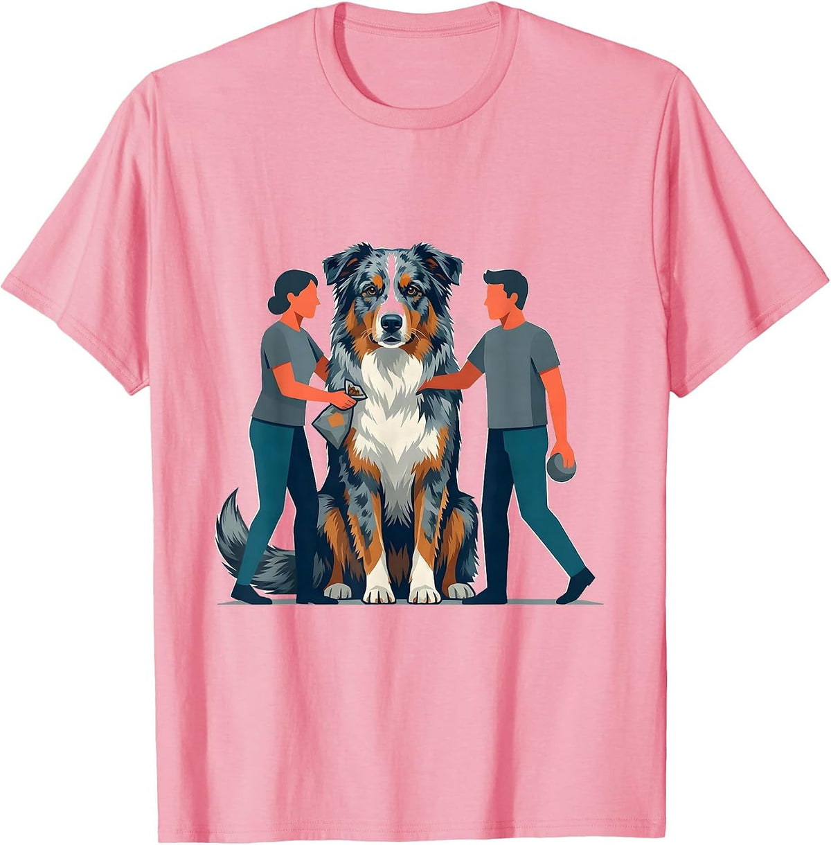 Men's Blue-Merle Australian Shepherd Dog Owner Funny Mom Dad Gift T-Shirt - Pink