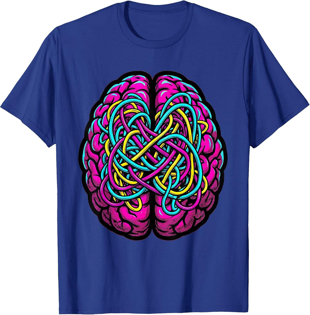 Men's Dyslexia Awareness Brain Colorful Wiring Illustration T-Shirt - Royal Blue