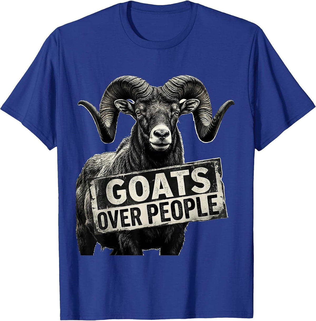 Men's Goats Over People Funny Goat Lover Design T-Shirt - Royal Blue