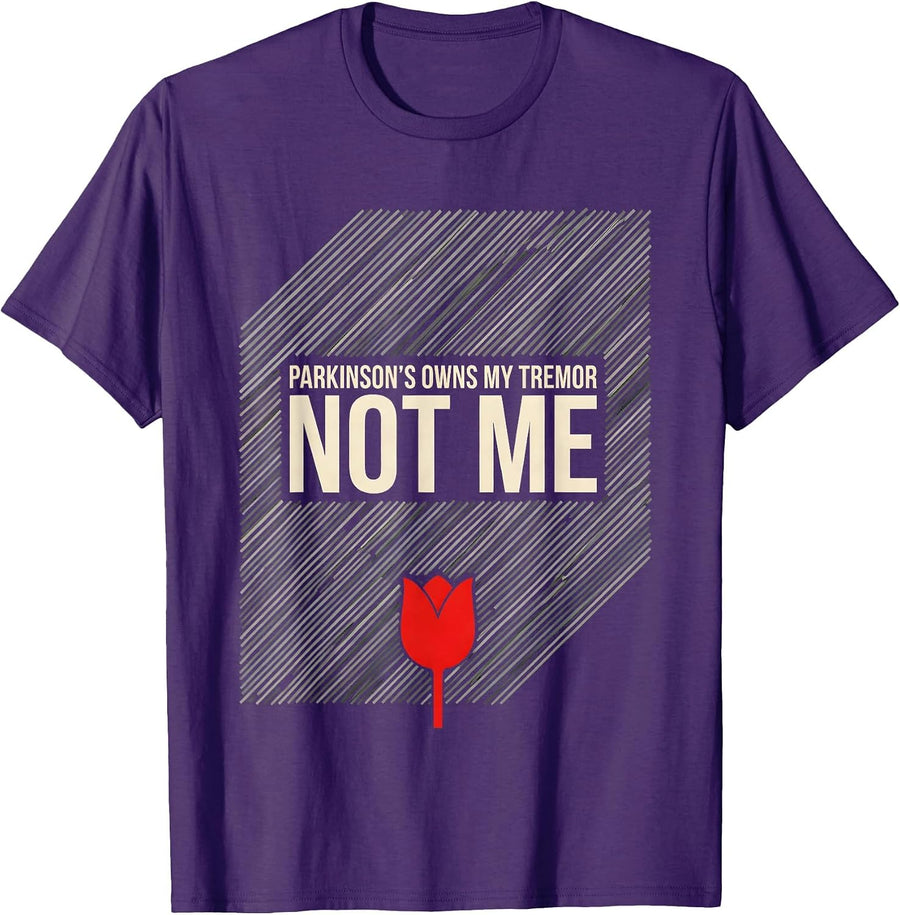 Men's Parkinson's Owns My Tremor, Not Me Defiant Humor Awareness T-Shirt - Purple