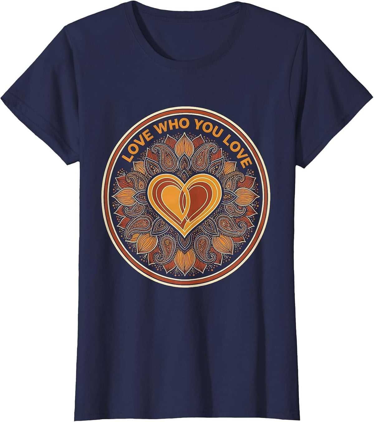 Women's Love Who You Love Pride Flag Design T-Shirt - Navy Blue