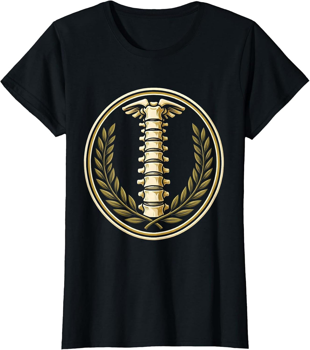 Glowing Spine Vertebrae Alignment Physical Therapy T-Shirt - Black
