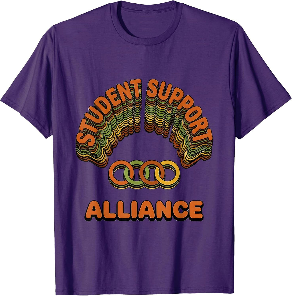 Student Support Alliance Groovy School Counselor Team T-Shirt - Purple