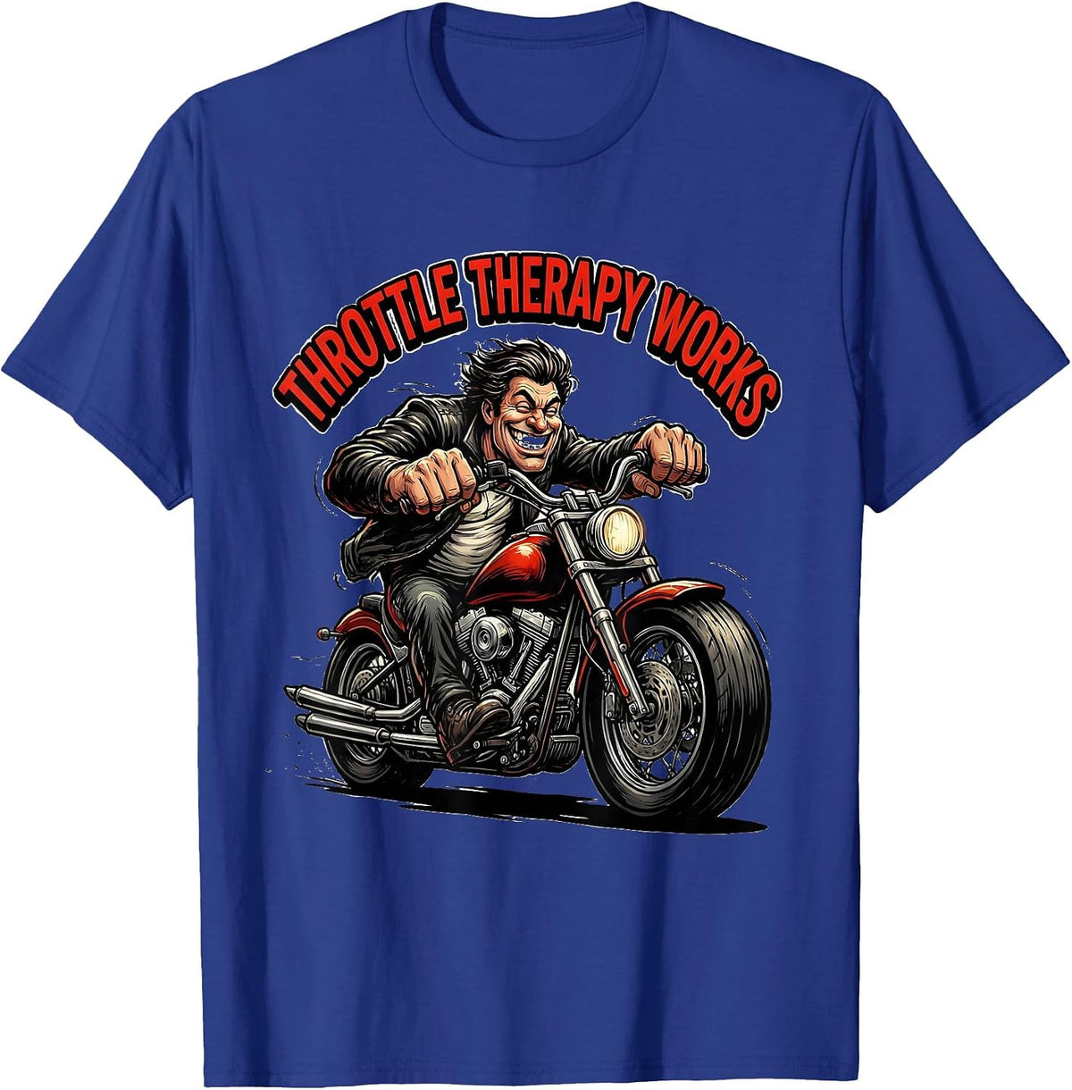 Men's Throttle Therapy Works Motorcycle Design T-Shirt - Royal Blue