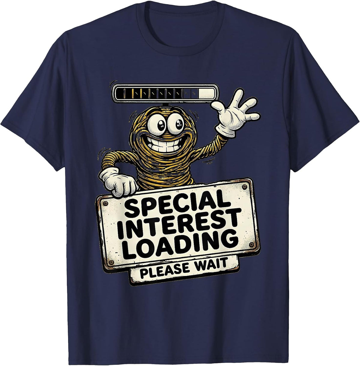 Men's Special Interest Loading Please Wait Autism Design T-Shirt - Navy Blue