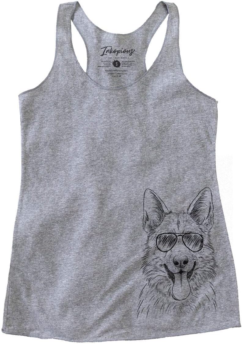 Aviator Grace the German Shepherd Dog Triblend T-Shirt - Grey Racerback