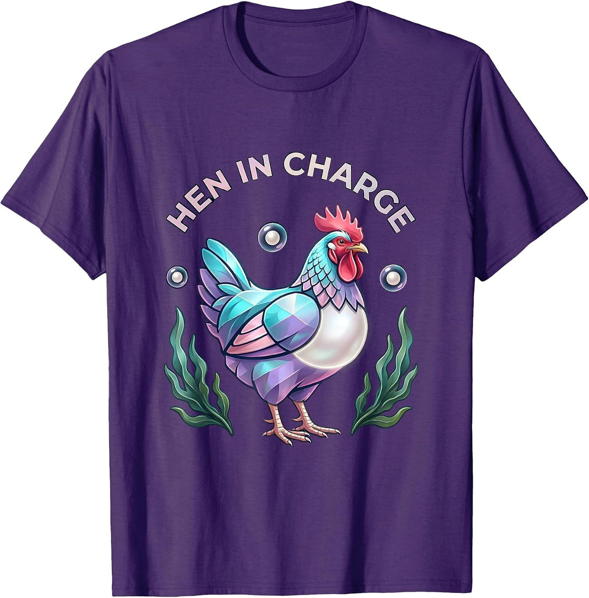 Hen In Charge Funny Chicken Design T-Shirt - Purple