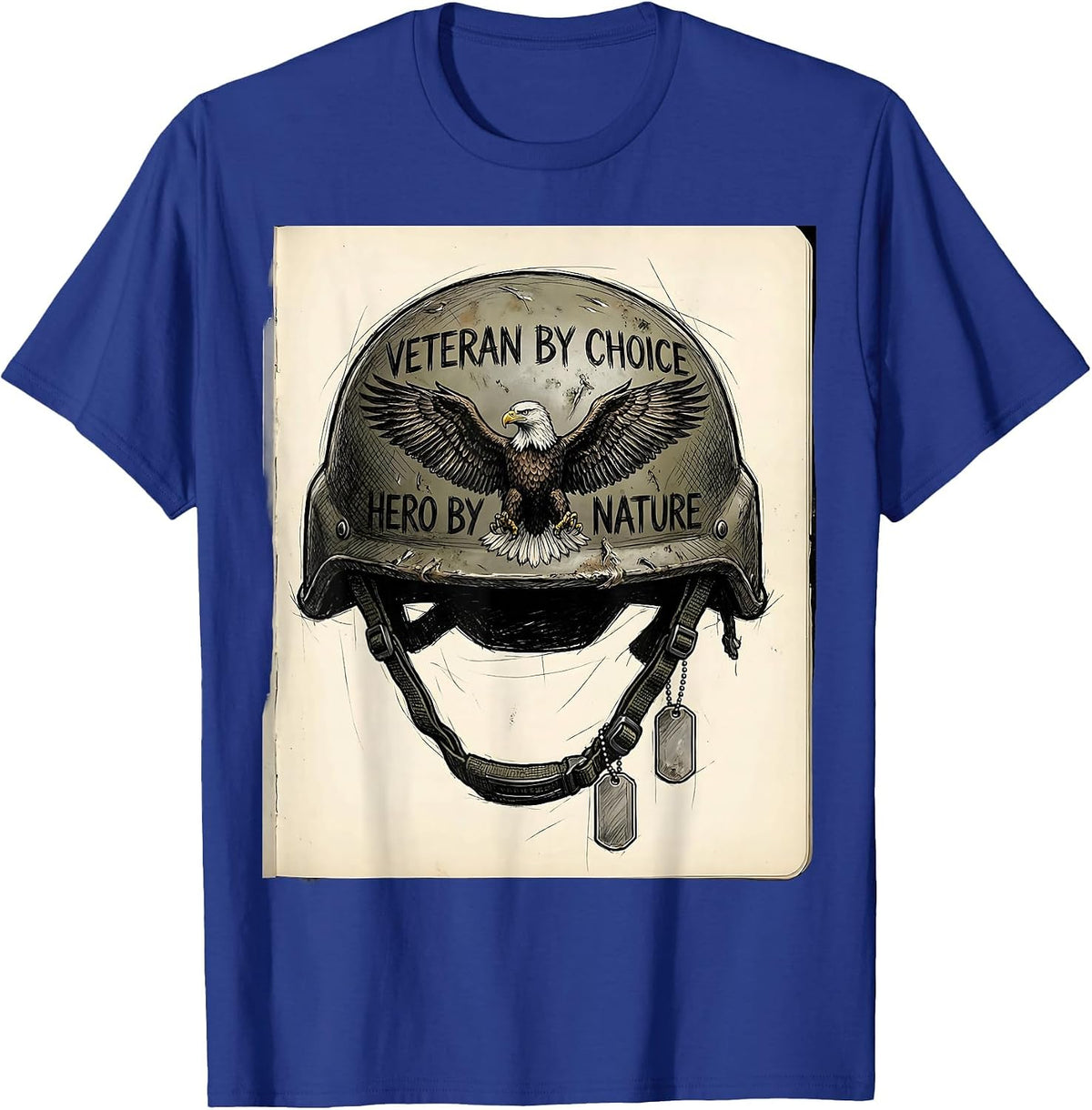 Veteran by Choice Hero by Nature Military Design T-Shirt - Royal Blue