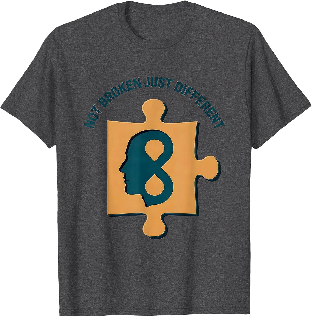 Men's Not Broken Just Different Autism Awareness Design T-Shirt - Dark Heather Grey