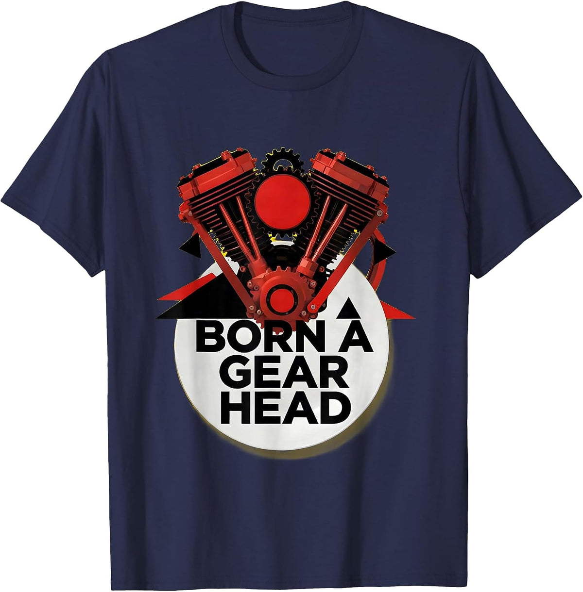 Men's Born a Gear Head Motorcycle Enthusiast Design T-Shirt - Navy Blue