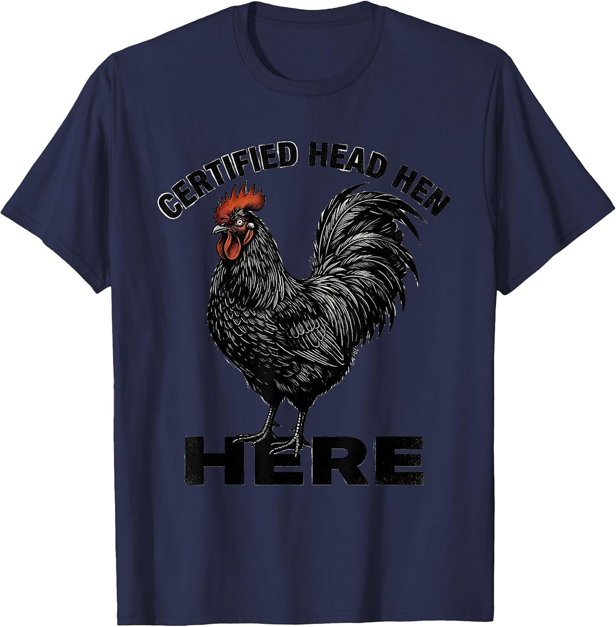 Men's Certified Head Hen Chicken Lover Design T-Shirt - Navy Blue