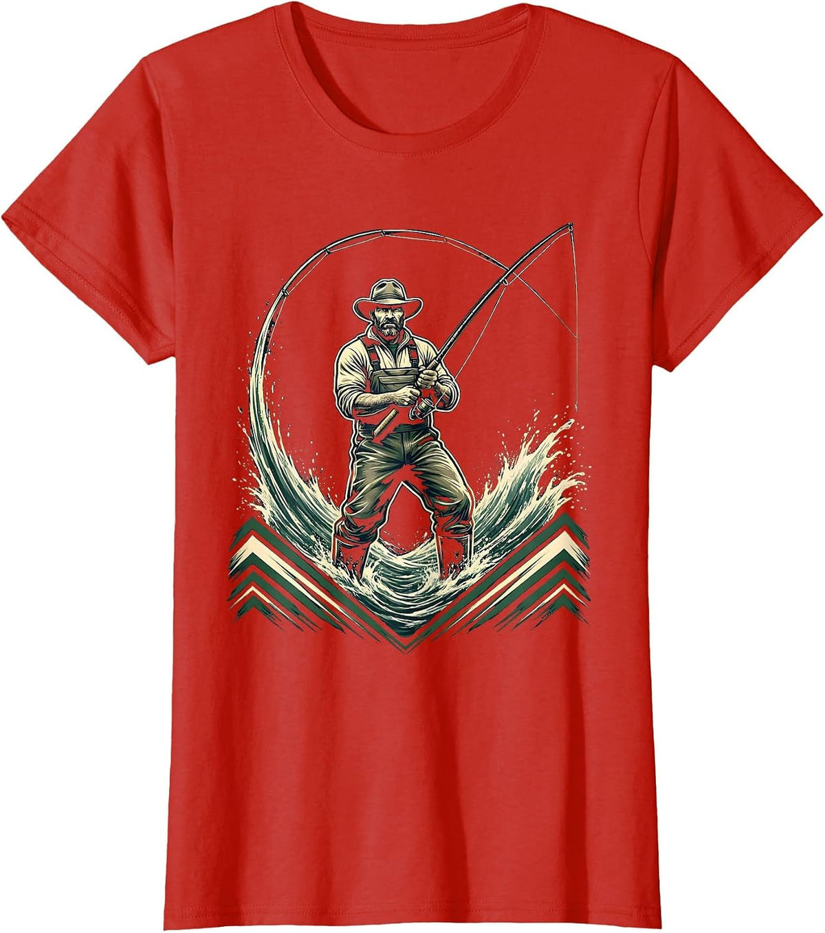 Fly Fishing Waders River Current Graphic T-Shirt - Red