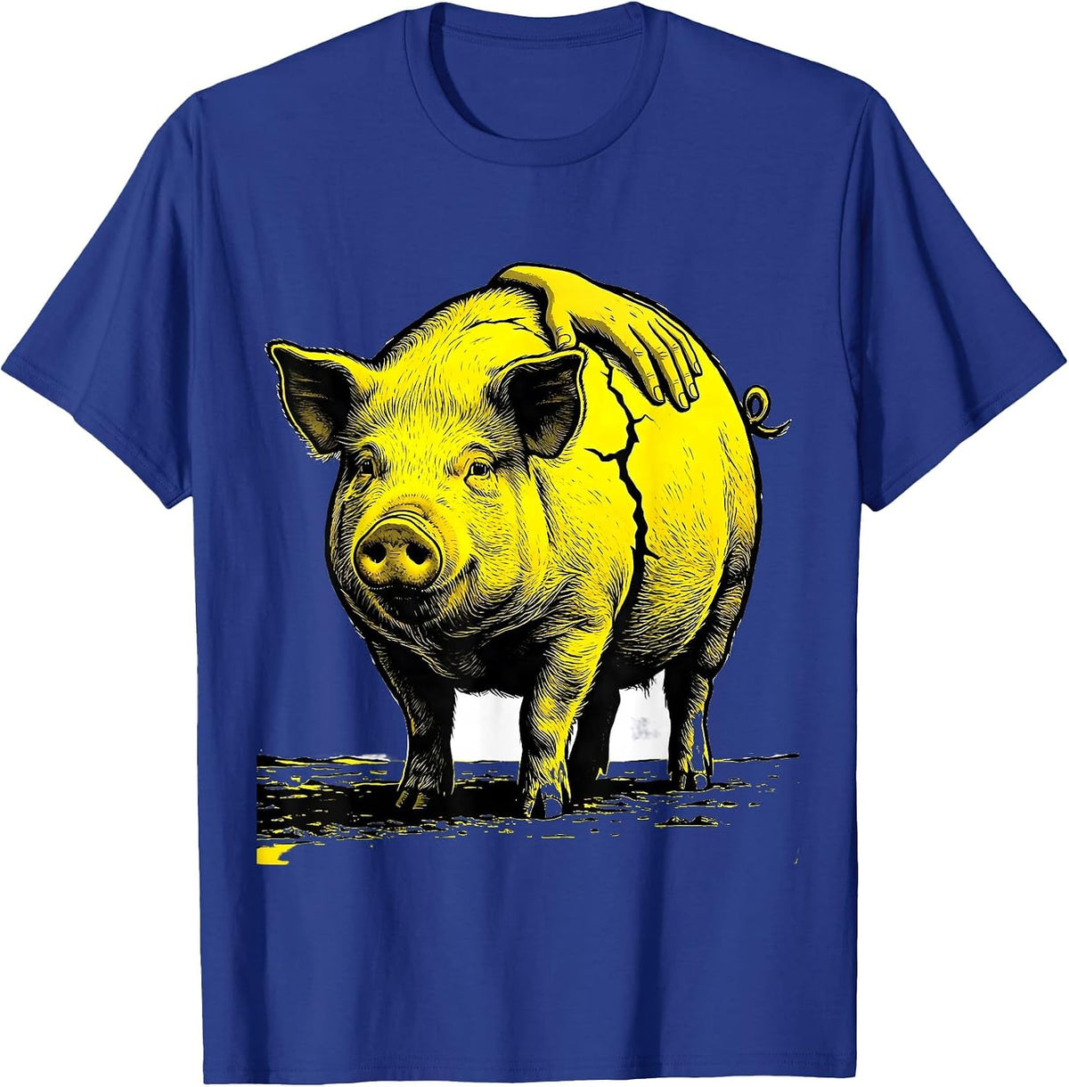 Men's Oversized Pig Stencil Farm Animal Lover Gift T-Shirt - Royal Blue