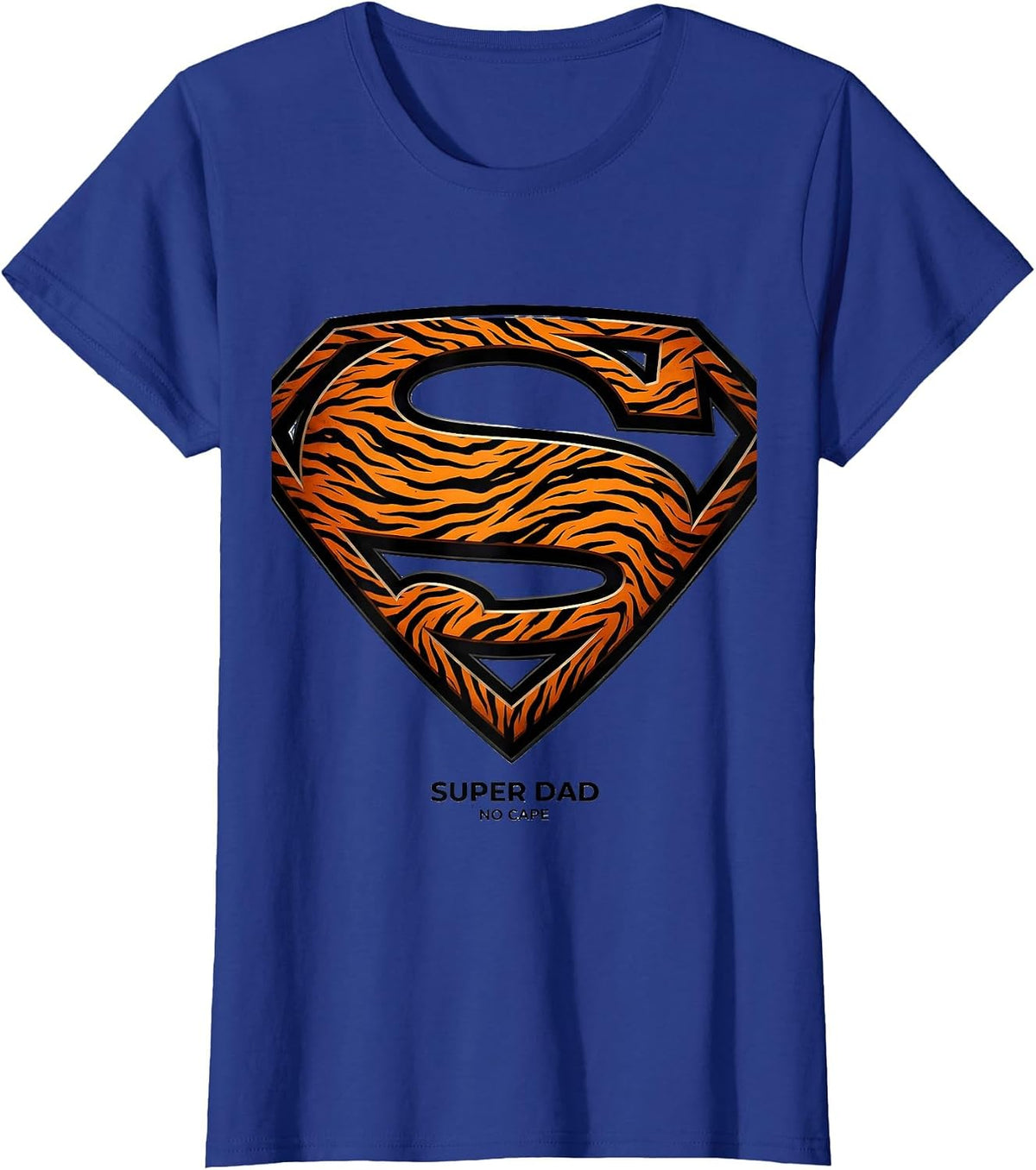 Women's Super Dad No Cape Father's Day Graphic Design T-Shirt - Royal Blue