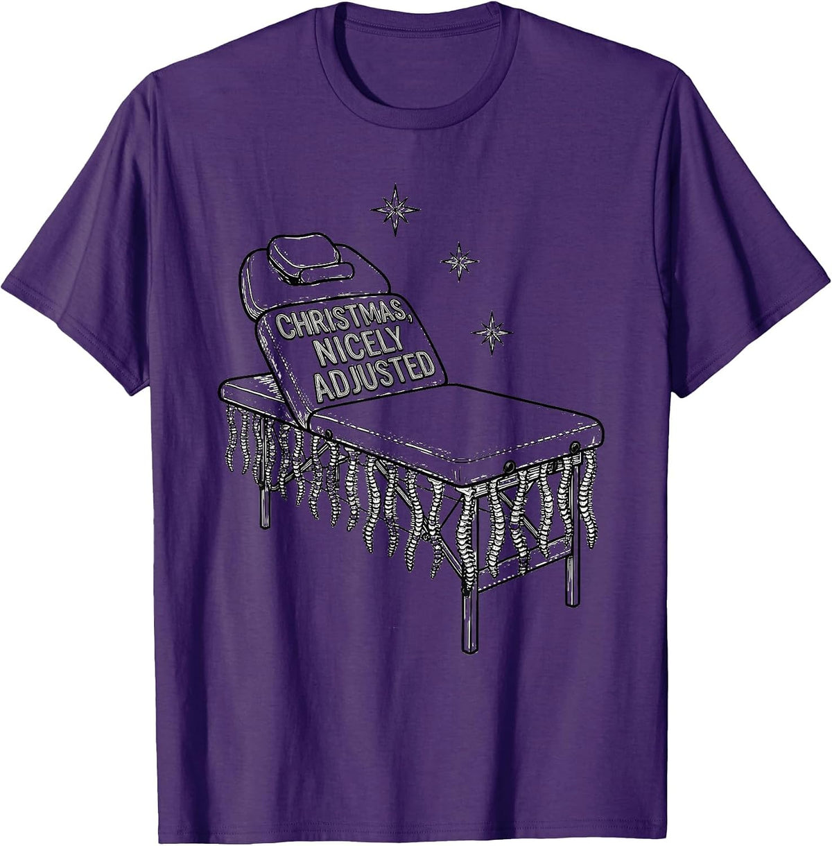 Christmas, Nicely Adjusted Line Art Chiropractor Christmas T-Shirt - Purple